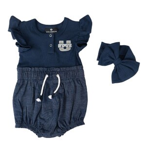 Utah State navy romper and bow headband navy